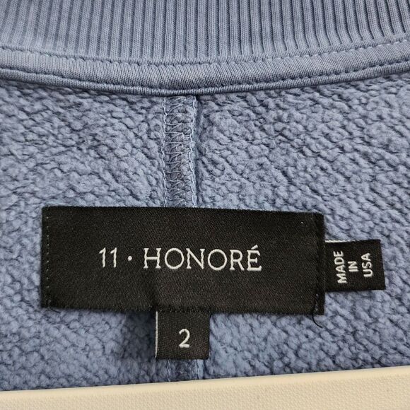 11 Honore Sweater Womens 2 Blue Pullover Relaxed Slouchy Longsleeve Cotton - Picture 2 of 10